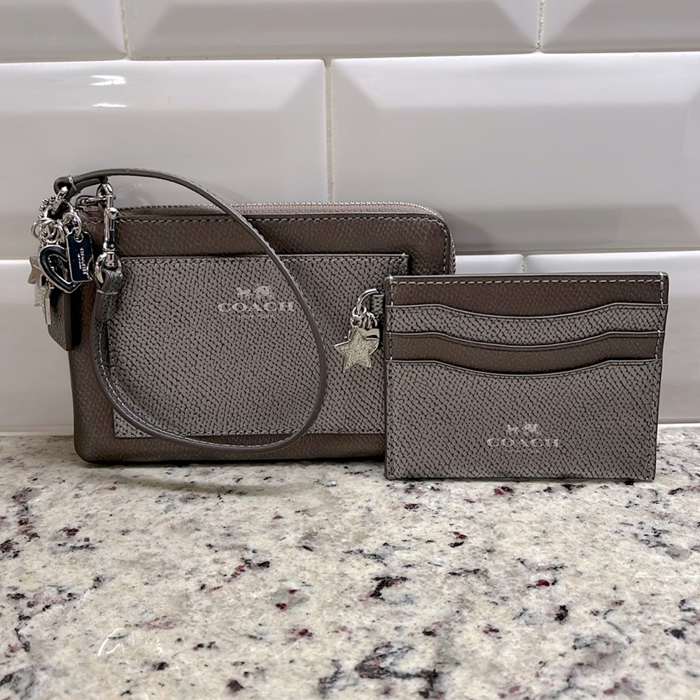 Coach Wristlet & Card Holder with Charms Set EUC